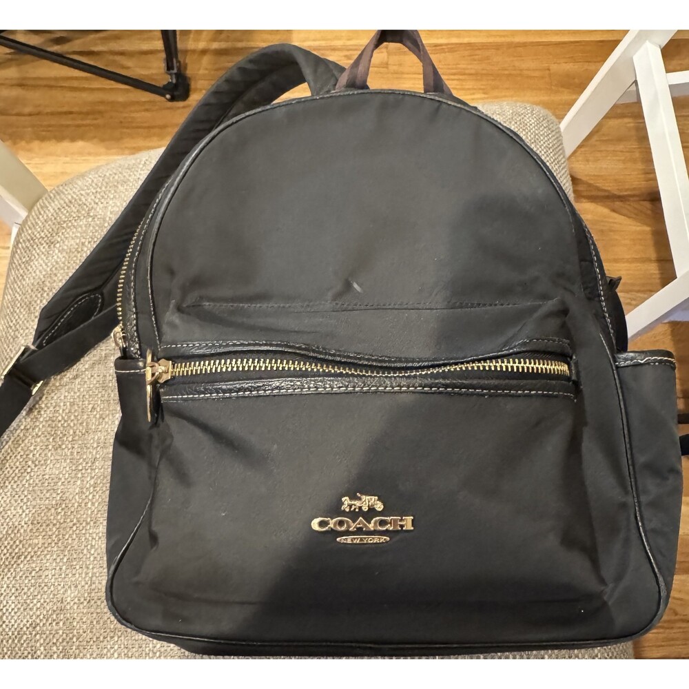 COACH Black Gold Accent Nylon Backpack